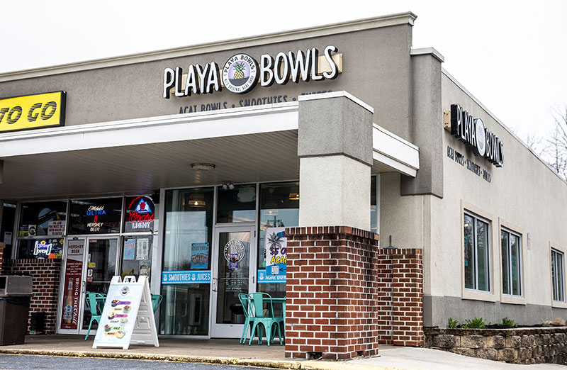 Exterior of a Playa Bowls restaurant in Dauphin County