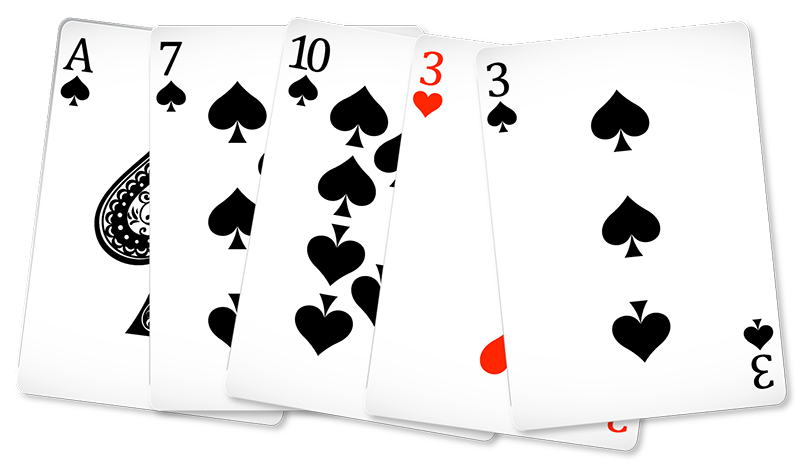 A stylized hand of playing cards including an ace, seven, ten, and three of spades used to visually reference gambling and gaming revenue within the story.